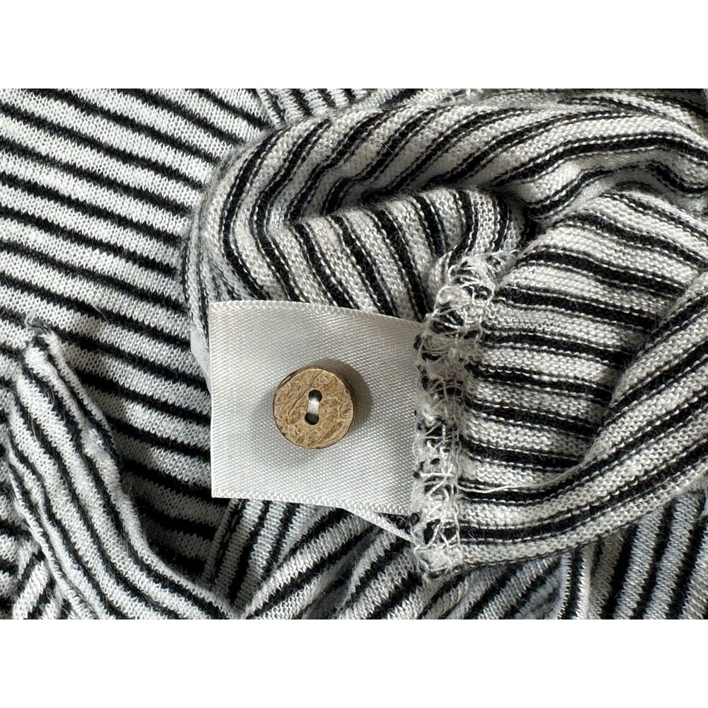 Rachel Zoe Linen Striped Stripe Tie Front Crop Shirt Top Medium Black White - Picture 6 of 7